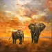 Afrikaanse Zonsondergang met Olifanten